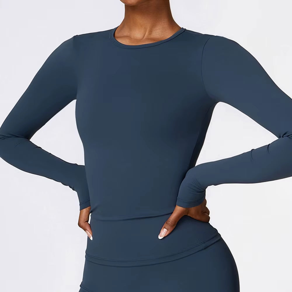 Like Butter Classic Long Sleeve Fitness Top - Butter Blue