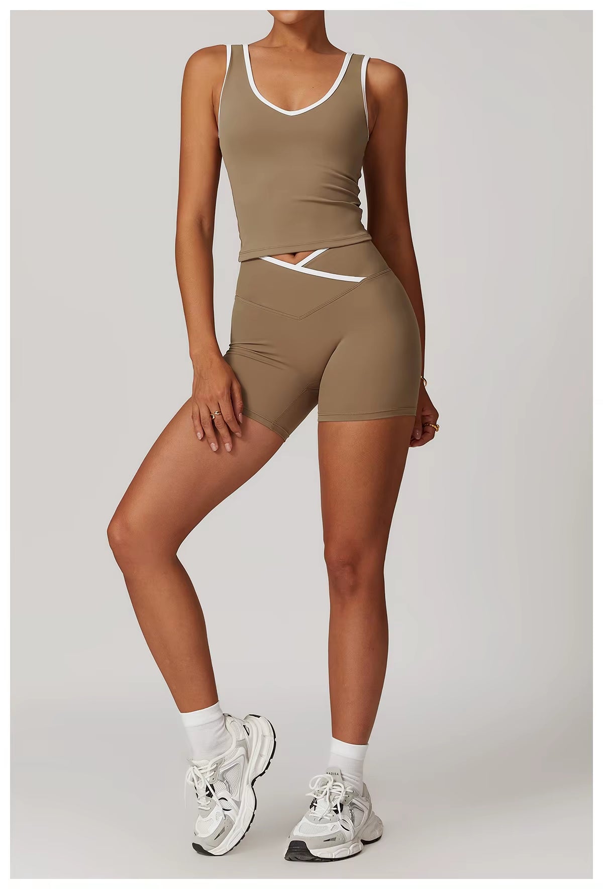 Classic Compression Workout Top & Shorts Set - Butter Blue