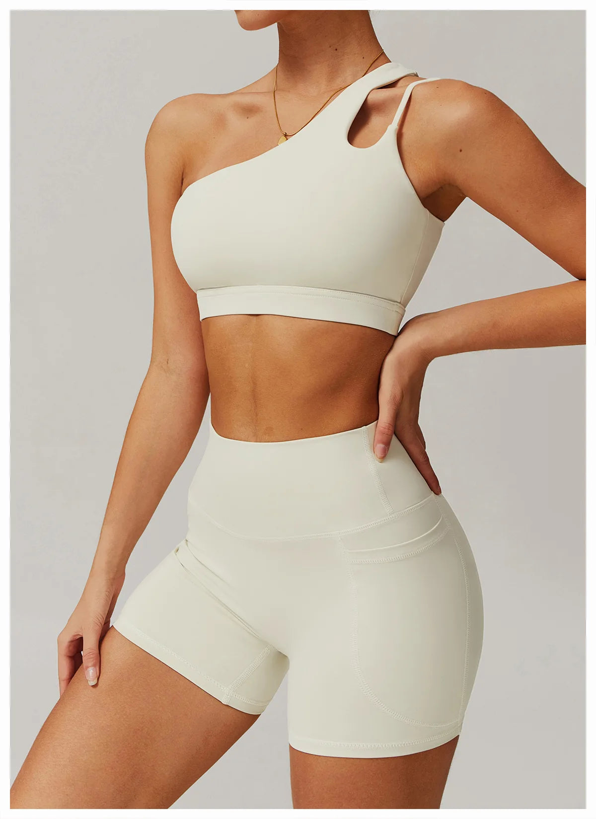Backless One-Shoulder Yoga Top – Quick-Dry Push-Up Sports Bra for Women