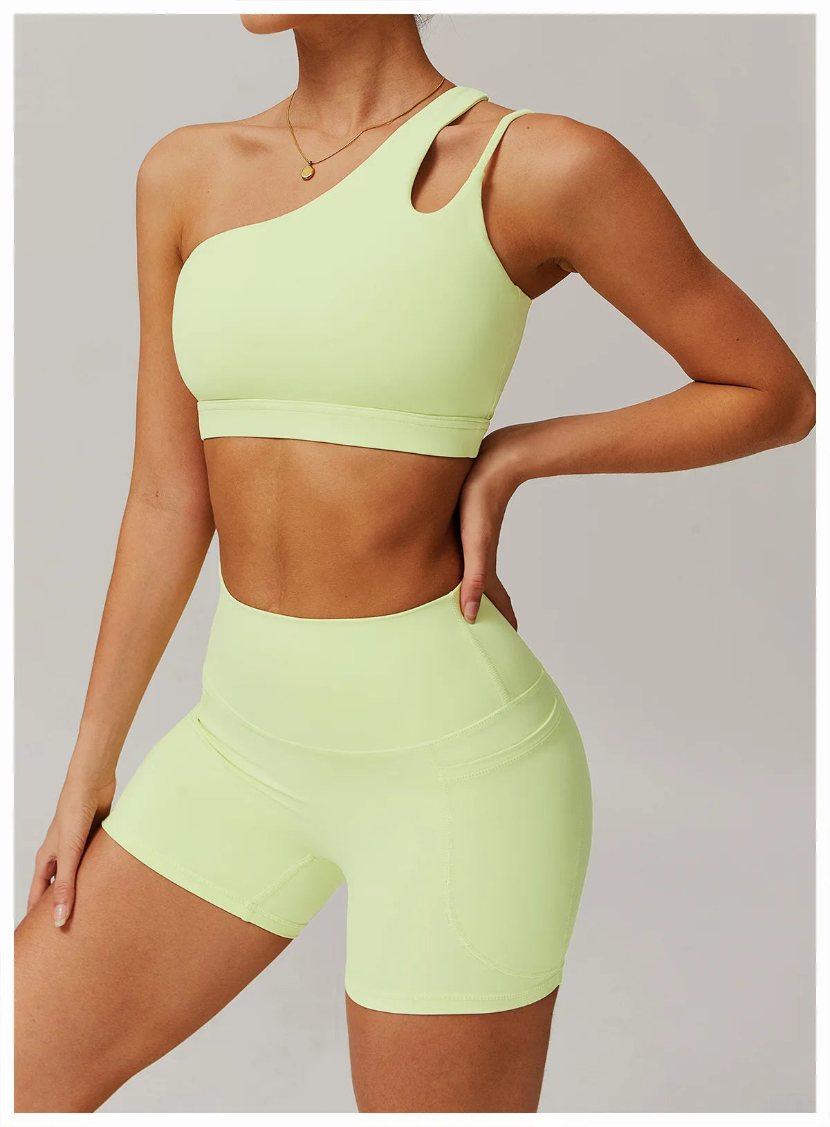 Backless One-Shoulder Yoga Top – Quick-Dry Push-Up Sports Bra for Women