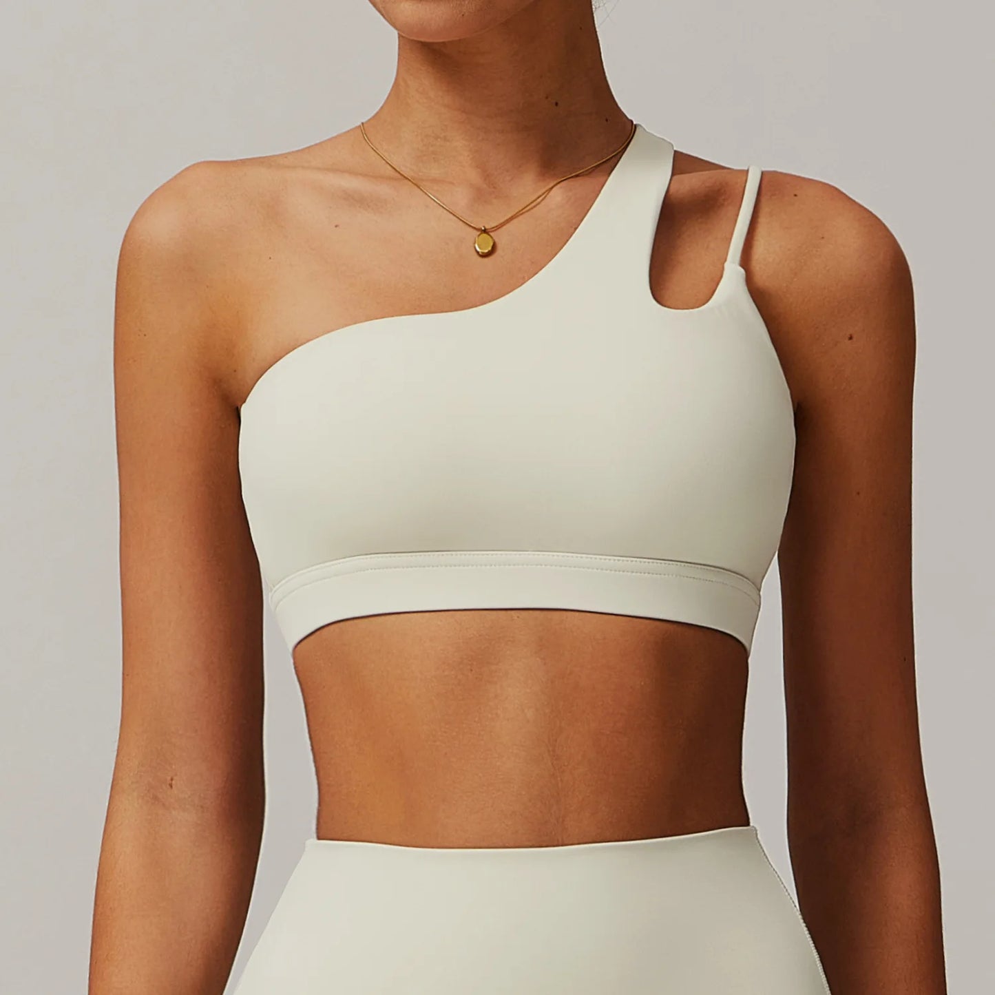 Backless One-Shoulder Yoga Top – Quick-Dry Push-Up Sports Bra for Women