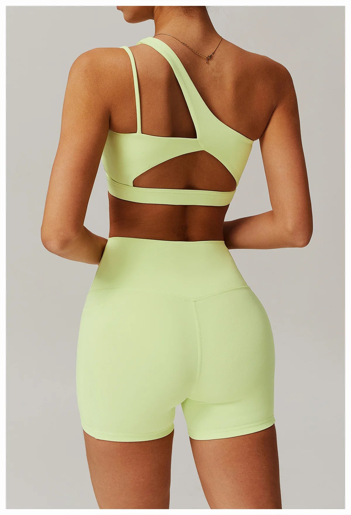Backless One-Shoulder Yoga Top – Quick-Dry Push-Up Sports Bra for Women