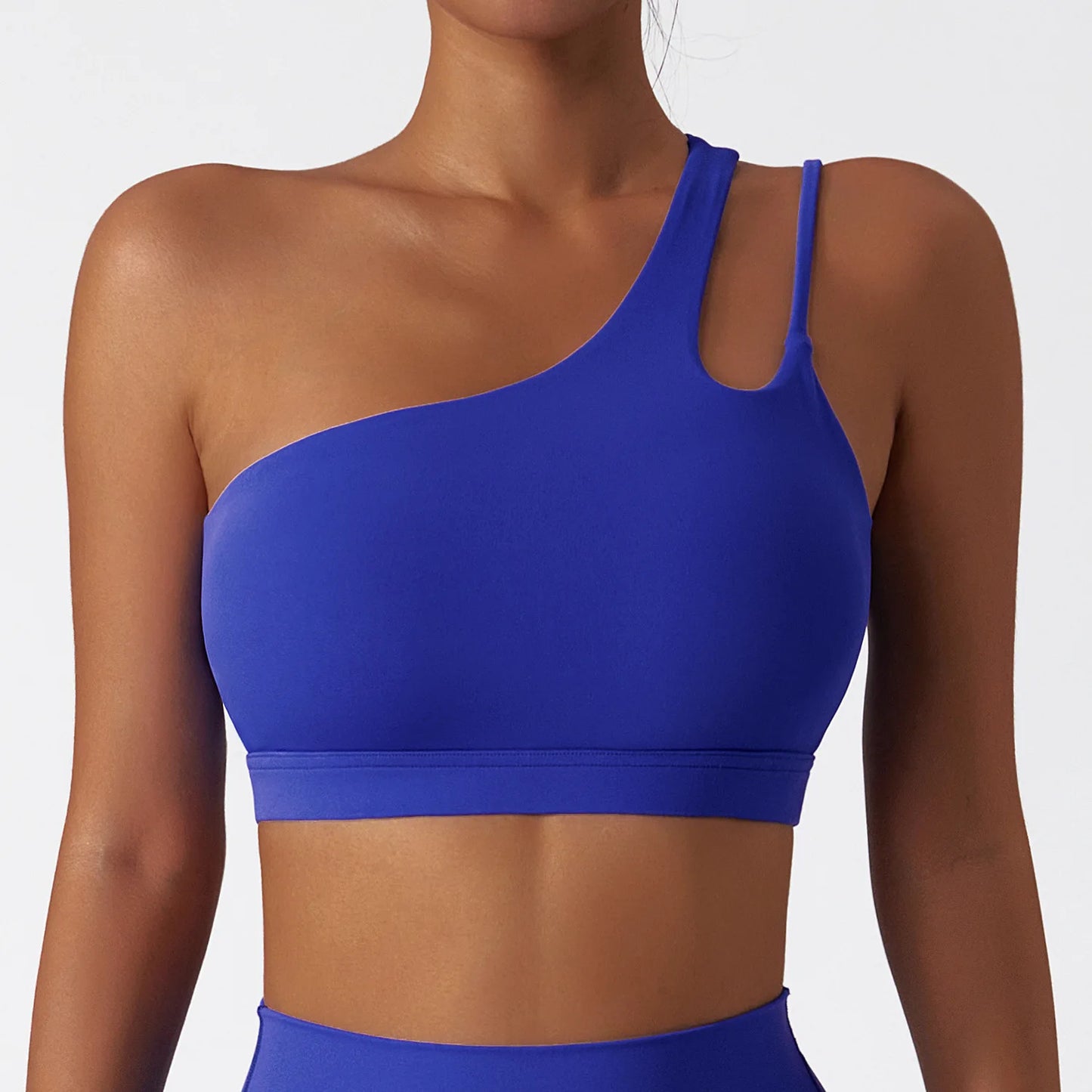 Backless One-Shoulder Yoga Top – Quick-Dry Push-Up Sports Bra for Women