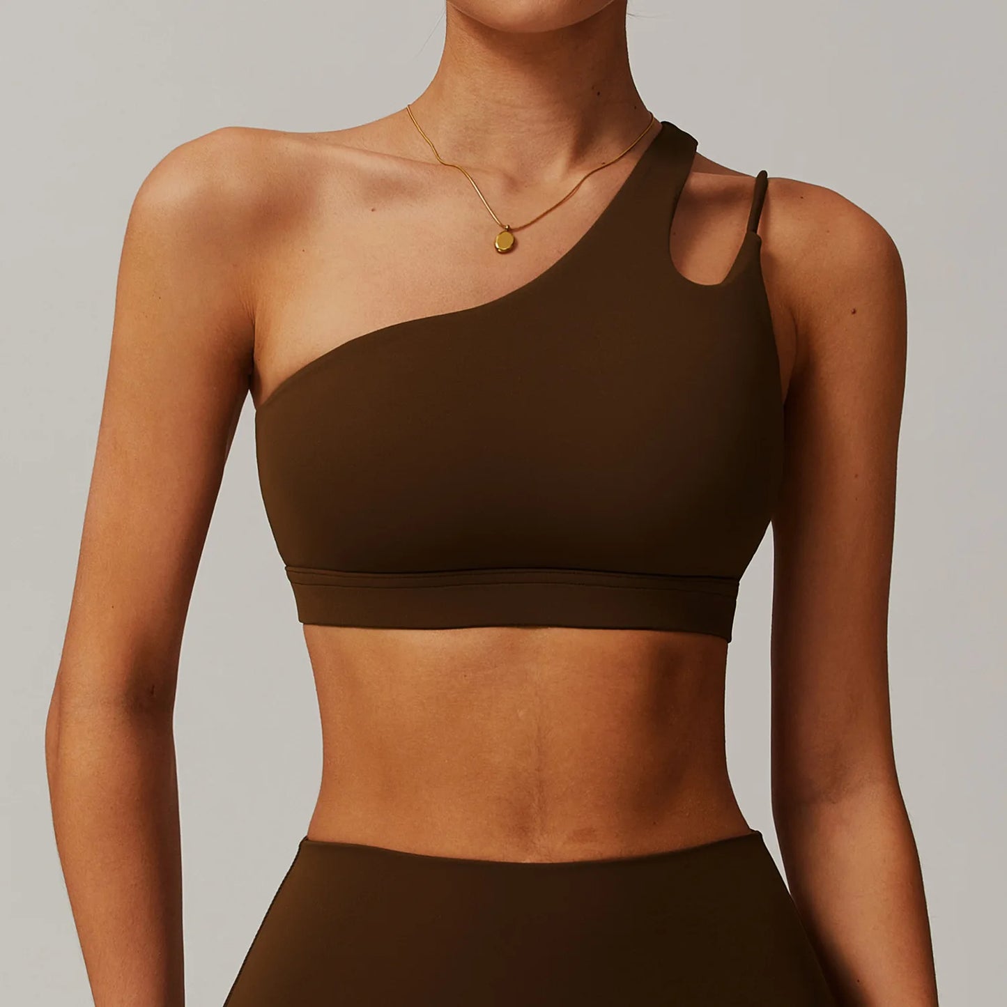 Backless One-Shoulder Yoga Top – Quick-Dry Push-Up Sports Bra for Women