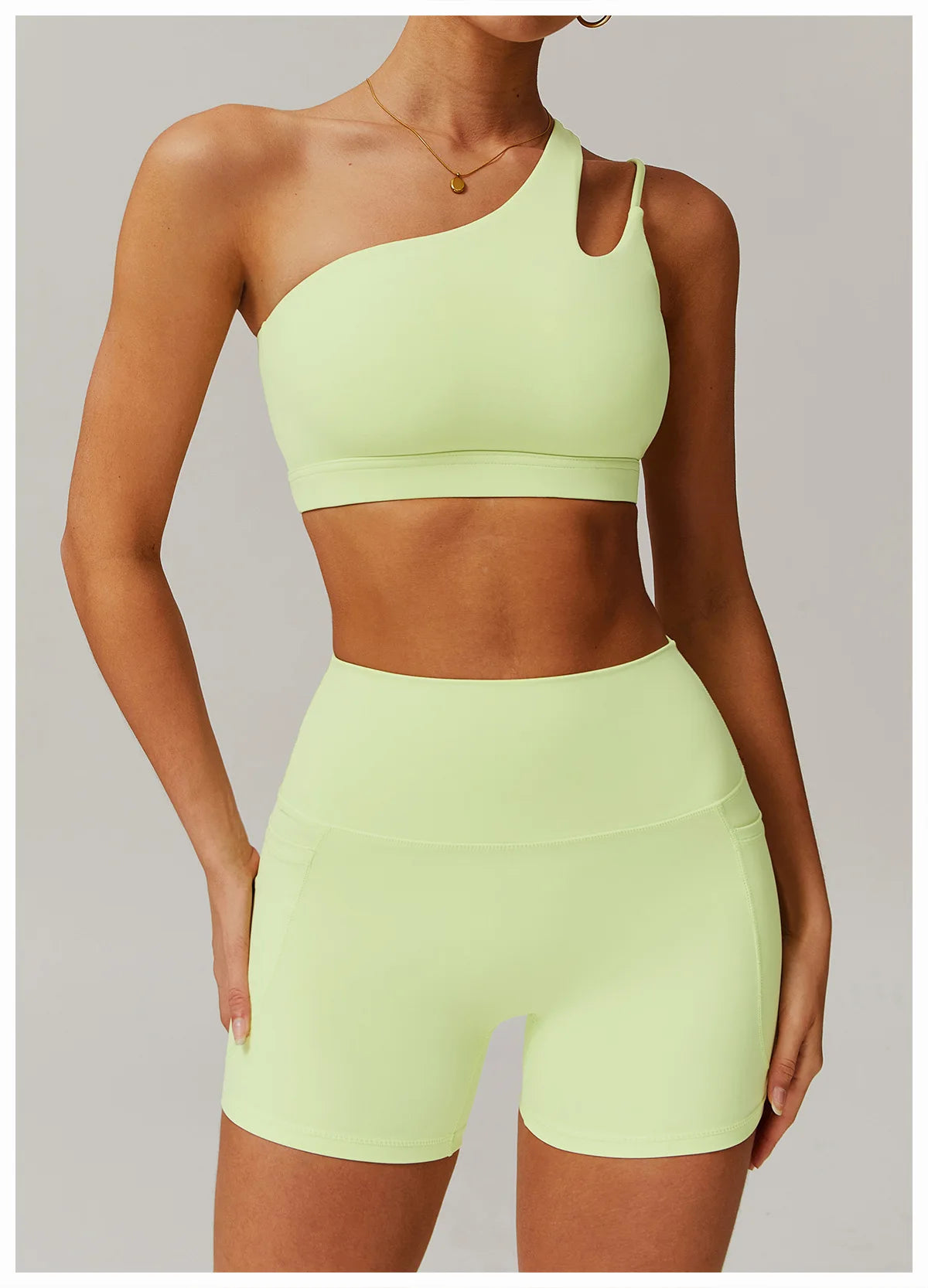 Backless One-Shoulder Yoga Top – Quick-Dry Push-Up Sports Bra for Women