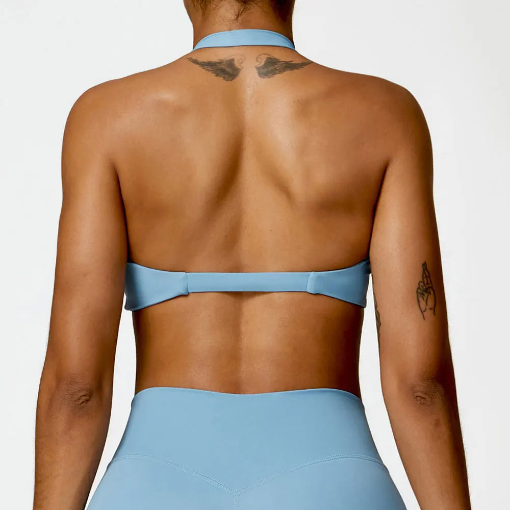 AirSculpt Halter Bra – Seamless Open Back Sportswear for Women