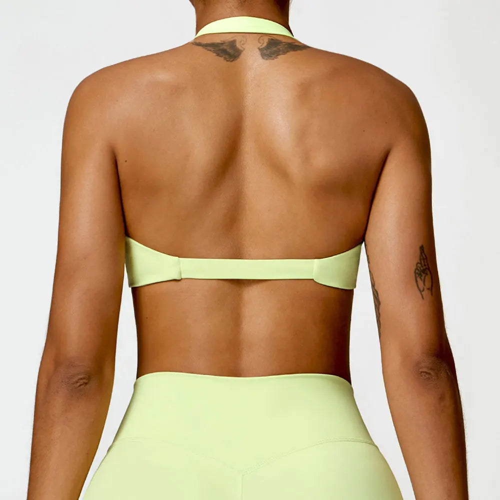 AirSculpt Halter Bra – Seamless Open Back Sportswear for Women