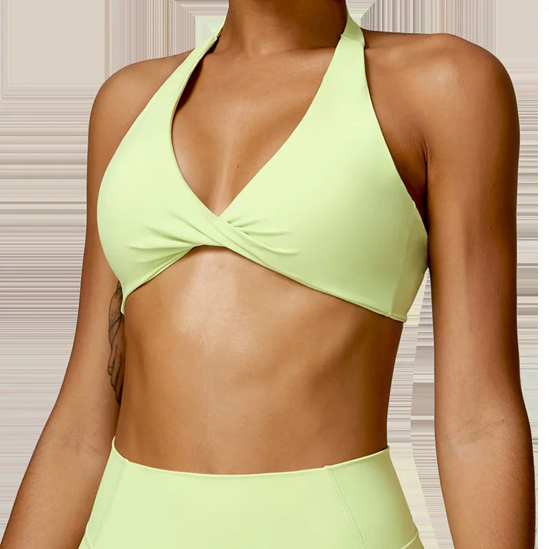 AirSculpt Halter Bra – Seamless Open Back Sportswear for Women