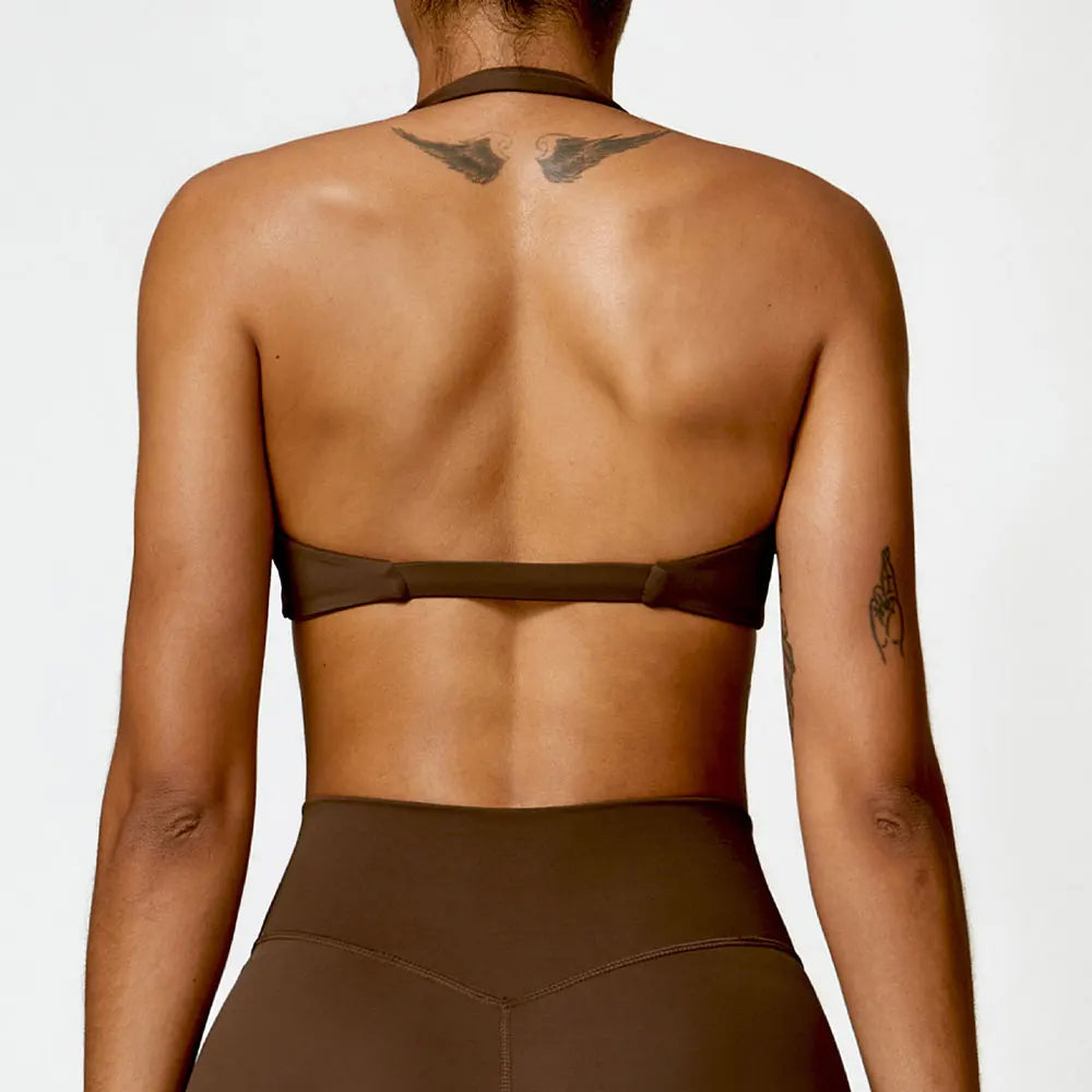 AirSculpt Halter Bra – Seamless Open Back Sportswear for Women
