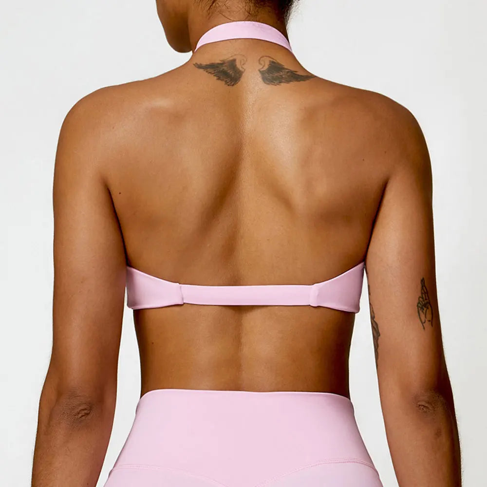 AirSculpt Halter Bra – Seamless Open Back Sportswear for Women