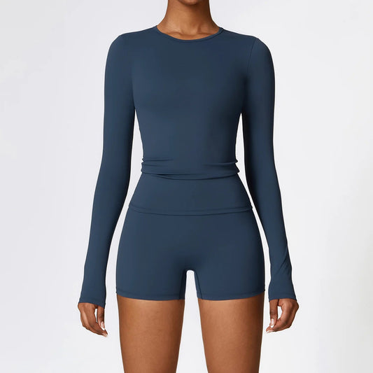 Fitssentials Classic Luxe Long Sleeve & Shorts Set