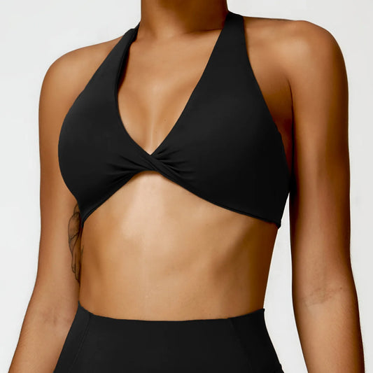 AirSculpt Halter Bra – Seamless Open Back Sportswear for Women
